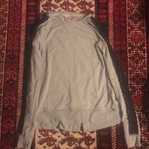 grey laced up back pullover sweatshirt